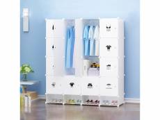 Hombuy® armoires étagères plastiques - penderie plastiques, meuble rangement 16 cubes modulables + 4 cubes chaussures, blanc