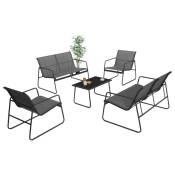 Idmarket - Salon de jardin bas malaga 6 places avec canapés, fauteuils et table gris anthracite - Gris