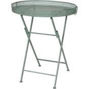 Jamais utilisé] Table pliante HHG 876, table de jardin, métal, vert antique - green