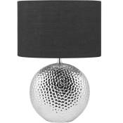 Lampe de Table à Poser en Céramique Argentée et Tissu Noir E27 Max. 40W pour Éclairage Ambiant de Chambre au Design Classique et Glamour Beliani Noir