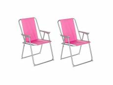 Lot de 2 chaises de camping pliantes coloris rose - l. 74.5 x l. 53 x h. 7cm -pegane-