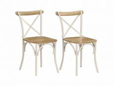Lot de 2 chaises de salle à manger cuisine blanc bois de manguier solide cds020165
