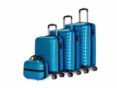 Lot de 4 valises (53x63x75cm) et trousse de toilette abs bleu