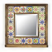 Miroir carré avec cadre en forme de fleur