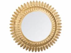Miroir en métal forme rond laqué or - dim : l.70 x l.2,5 x h.70 cm -pegane-