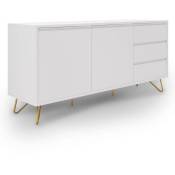 Mobilier Deco - eloise - Buffet enfilade blanc équipé de 3 tiroirs et 2 portes - Blanc