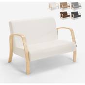 Modus Sofà - Fauteuil canapé design en bois et tissu pour salon et studio Esbjerg Couleur: Blanc
