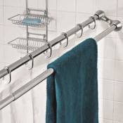 Msv MSV Barre tringle pour rideau de douche ou baignoire Double extensible à fixer en Alu 125-225cm Inox