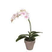 Orchidée dendrobium en pot artificielle blanche et rose pâle H45
