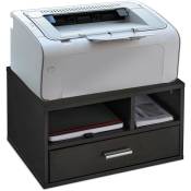 Relaxdays - 1x support d'imprimante, table de travail, 3 compartiments, étagère, organiseur de bureau, HxLxP 22 x 40 x 30 cm, noir