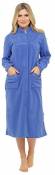 Robe de chambre boutonnée en polaire pour femmes avec poches avant - Bleu - 54/56