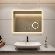 S'afielina - Miroir lumineux de salle de bain led Miroir avec éclairage Miroir Mural Miroir lumineux à économie d'énergie Grossissement 3x 100 x 60