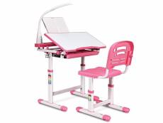 Set bureau et chaise pour enfants avec lampe led charge maximale 80 kg rose 20_0001086