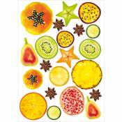 Sticker décoratif autocollant, coeurs de fruits exotiques magnifiques, 48 cm X 68 cm - Jaune / doré