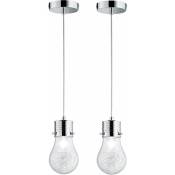 Suspension ampoule vintage lampe salon suspension ampoule décorative E14, treillis métallique, métal chromé, douille E14, DxH 12x150 cm, lot de 2
