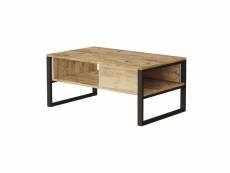 Table basse laukaa avec espaces de rangement 44,5 x 100 x 60 cm effet bois de pin / noir [en.casa]
