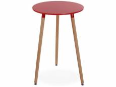 Table de bar ronde en bois plateau coloré rouge