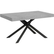 Table extensible 140x90/244 cm Karida Gris Béton cadre
