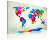 Tableau cartes du monde map of the world - an explosion of colors taille 60 x 40 cm PD11460-60-40