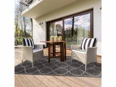 Tapis exterieur tapis rond ø 150cm kuma gris oeko tex idéal pour la terrasse ou le jardin