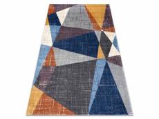 Tapis soft 6162 geometric, triangles gris bleu cuivre