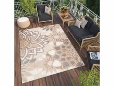 Tapiso patio tapis extérieur intérieur beige gris rosette 3d 80x150 ED28C CREAM 0,80-1,50 PATIO CTL
