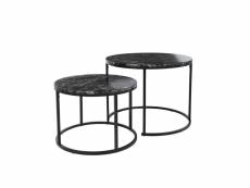 Thalia, tables basses effet marbre et pieds en métal noir - bestmobilier - noir