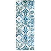 Thedecofactory - azulejos vinyle - Tapis de cuisine carreaux de ciment bleu 45x120 - Bleu
