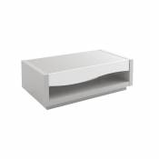Tousmesmeubles Table basse 1 tiroir laqué Blanc/Gris