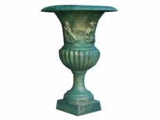 Vase avec poignées en fonte finition verde bronzée vieillie diam 58 xh75 cm