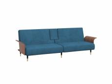 Vidaxl canapé-lit avec porte-gobelets bleu velours