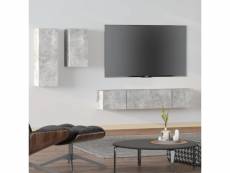 Vidaxl ensemble de meubles tv 4 pcs gris béton bois