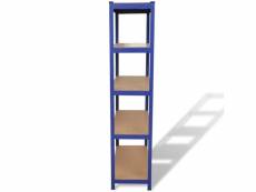 Vidaxl étagère de rangement à 5 niveaux bleu acier et bois ingénierie 141126