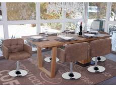 6 x chaise de salle à manger orlando, pivotante, imitation daim, chrome ~ brun vintage