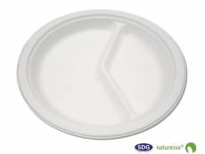 Assiette plate pulpe de cellulose 2 compartiments 26