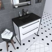 Aurlane - Meuble de salle de bain 80x50cm Blanc - 2