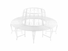 Banc de jardin rond pour arbre meuble extérieur robuste circulaire de 360° 160 x 84 cm acier blanc [en.casa]