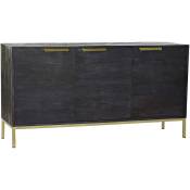 Buffet meuble de rangement en bois de manguier coloris noir/doré - Longueur 145 x Hauteur 77 x Profondeur 43 cm Pegane
