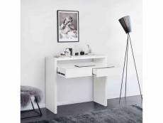Bureau coulissant avec tiroirs en bois blanc - bu0055