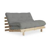 Canapé-lit gris en pin massif Roots 140 - Karup Design