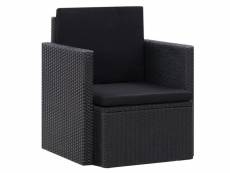 Chaise de jardin polyester et résine tressée noir