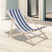 Chaise longue Bois pliable Chaise longue pliable Chaise solaire Chaise de jardin Bleu Blanc - bleu blanc - Swanew