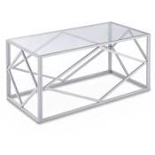 Clara - Table basse rectangulaire en verre et métal