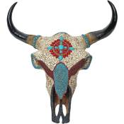 Crâne de décoration vache HW C-D31, polyresin, sculpture, taureau avec cornes, mosaïque 51x50x25cm