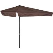 Demi parasol - parasol de balcon 5 entretoises métal dim. 2,3L x 1,3l x 2,49H m polyester haute densité chocolat - Marron
