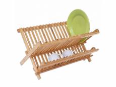 Égouttoir hwc-b70, rack de vaisselle, surface d'égouttage, bambou 24x40x26cm