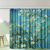 Ensemble de rideaux de douche pour salle de bain, avec crochets, fleur d'amandier de Van Gogh, peintures d'art domestique, images pour salle de bain