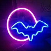 Flkwoh - Halloween Party Moon Bat Led Neon Lights Usb