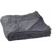 Helloshop26 - Grande couverture polaire plaid douillet lavable 200 x 220 cm gris - Gris