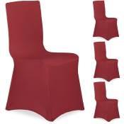 Housse de chaise en lot de 4, extensible, universelle, lavable, décoration de mariage ou de banquet, rouge foncé